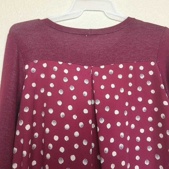 Papermoon Stitch Fix Marisol Mixed Media Knit Top cherry and white SZ L top3/4 - Picture 6 of 9